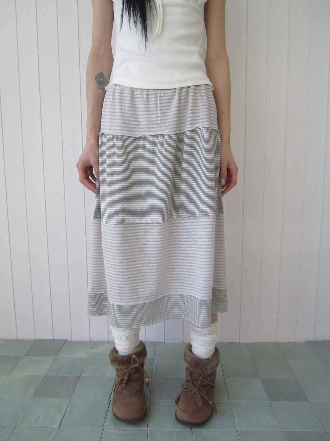 ang project Vintage Contrast Stripe Patchwork Women&