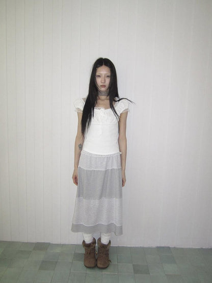 ang project Vintage Contrast Stripe Patchwork Women&