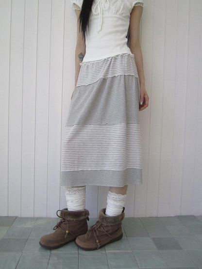 ang project Vintage Contrast Stripe Patchwork Women&