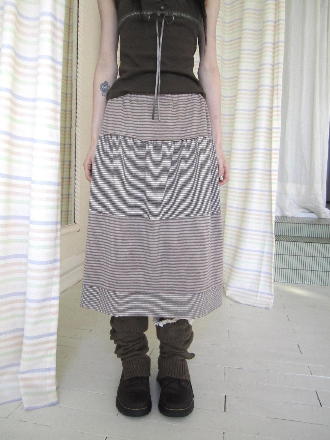 ang project Vintage Contrast Stripe Patchwork Women&