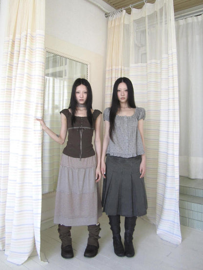 ang project Vintage Contrast Stripe Patchwork Women&