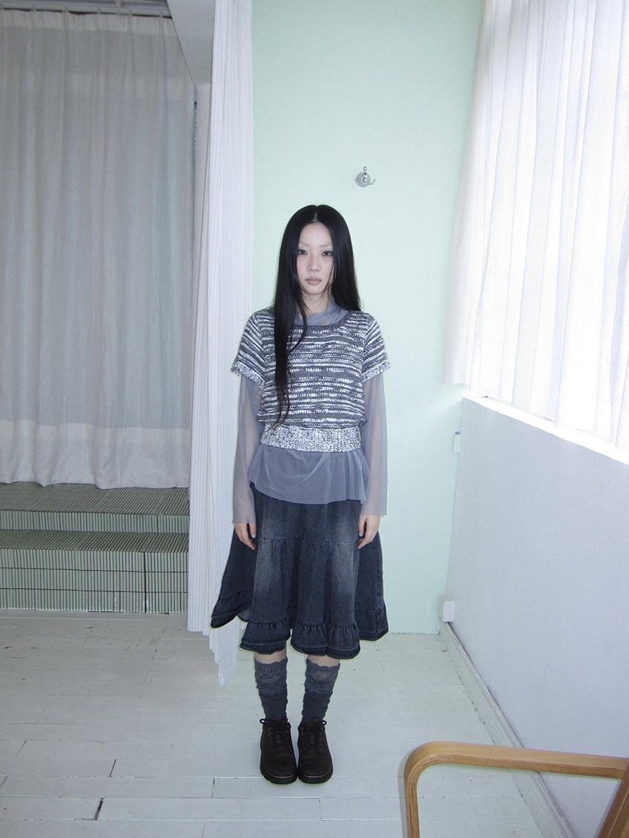 ang project Vintage Contrast Striped Cropped Slim Waist Short Sleeve Women&