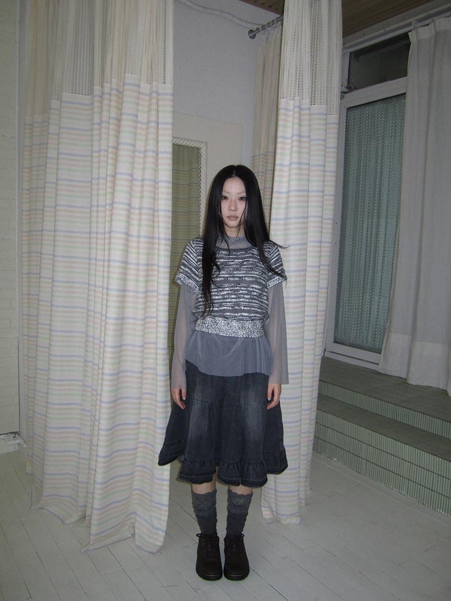ang project Vintage Contrast Striped Cropped Slim Waist Short Sleeve Women&