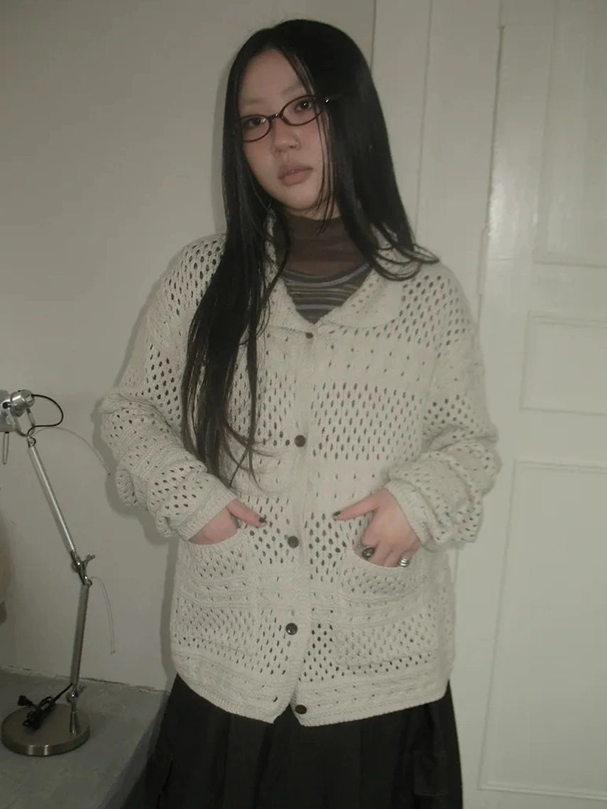 ang project Vintage Crochet Knit Cardigan Cardigan