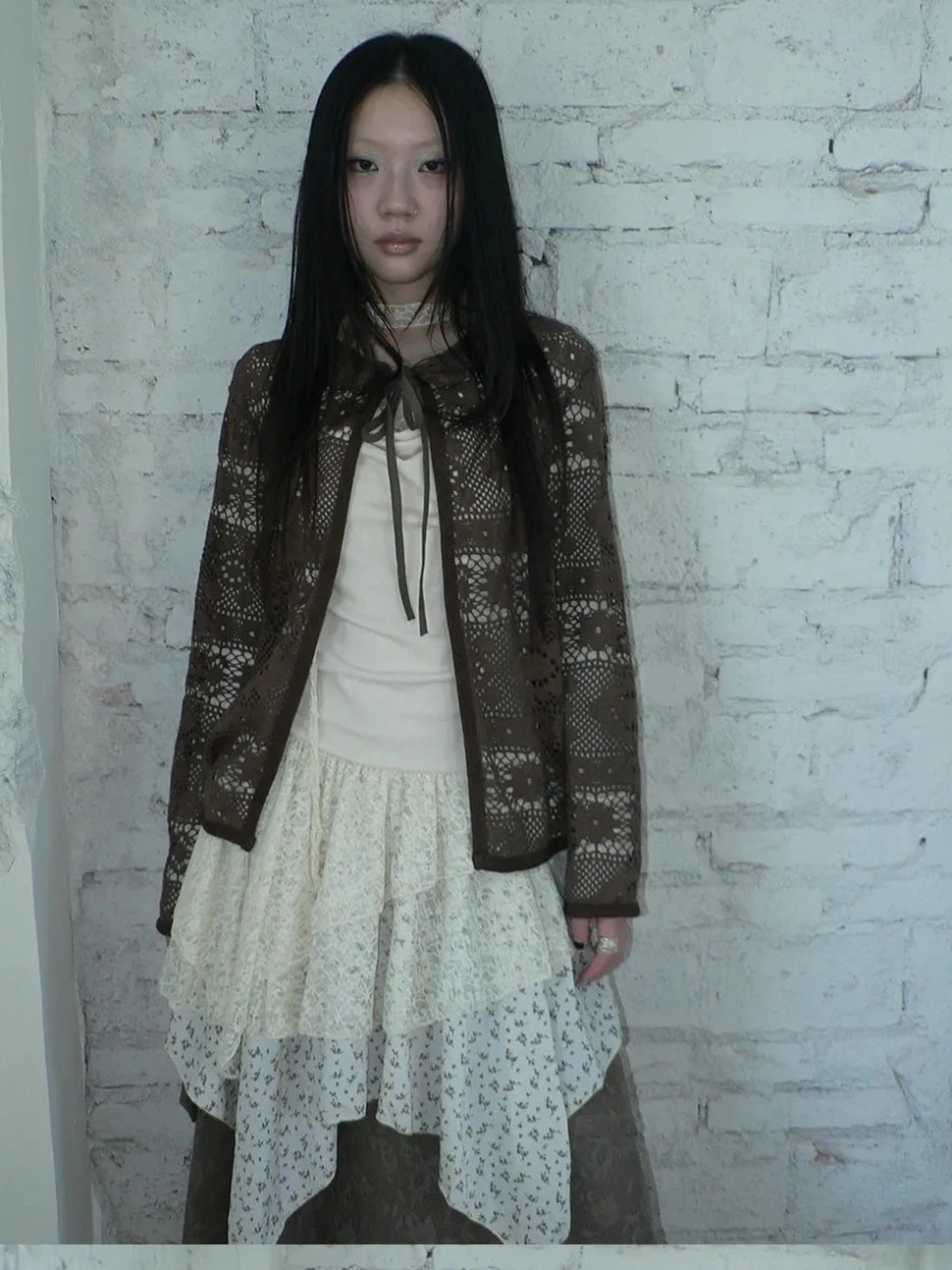 ang project Vintage Crochet Lace Long Sleeve Cardigan Cardigan