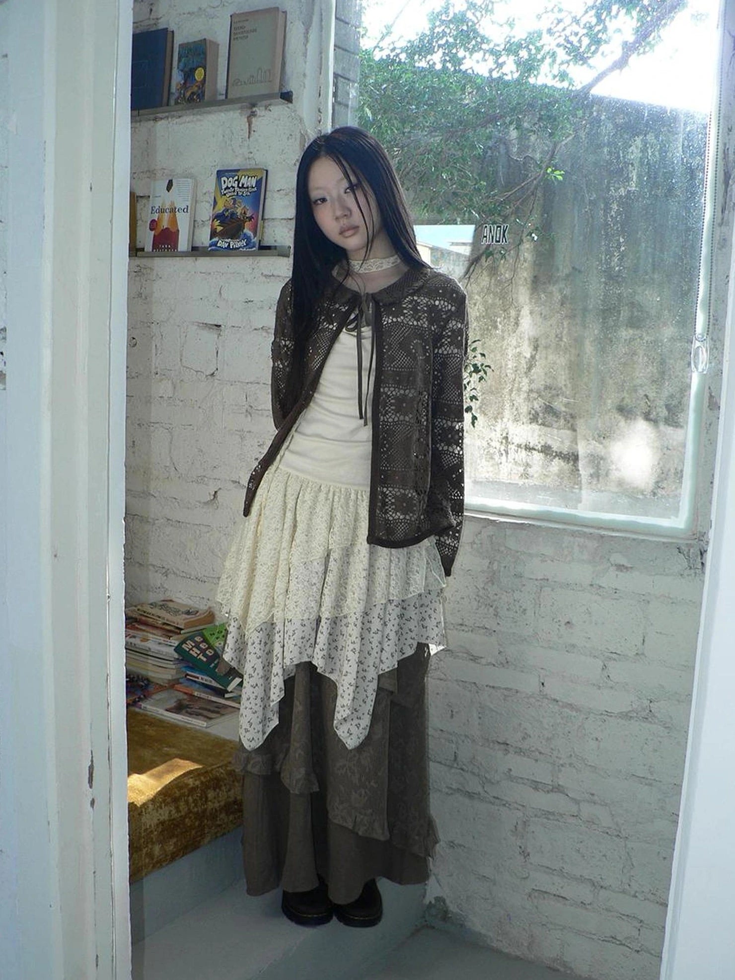 ang project Vintage Crochet Lace Long Sleeve Cardigan Cardigan