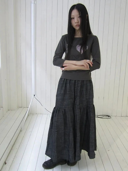 ang project Vintage Crystal Heart Print Tee T-shirt