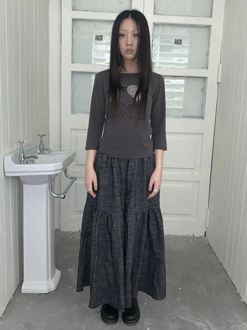 ang project Vintage Crystal Heart Print Tee T-shirt