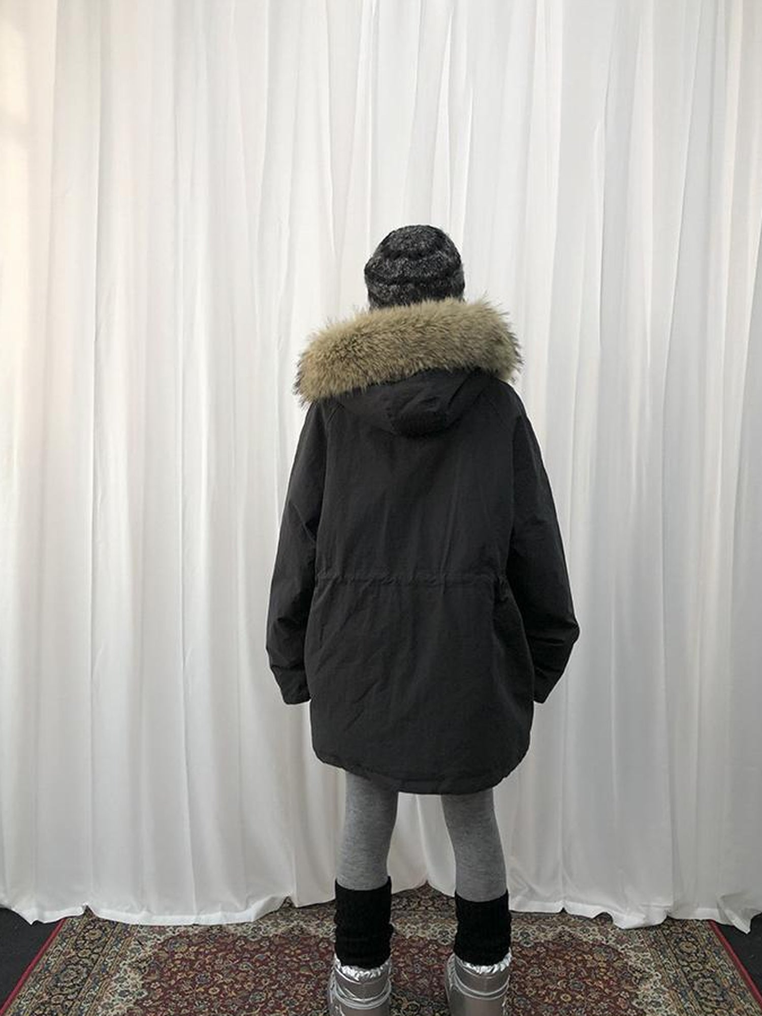 ang project Vintage Detachable Fur Hood Parka Winter Coat