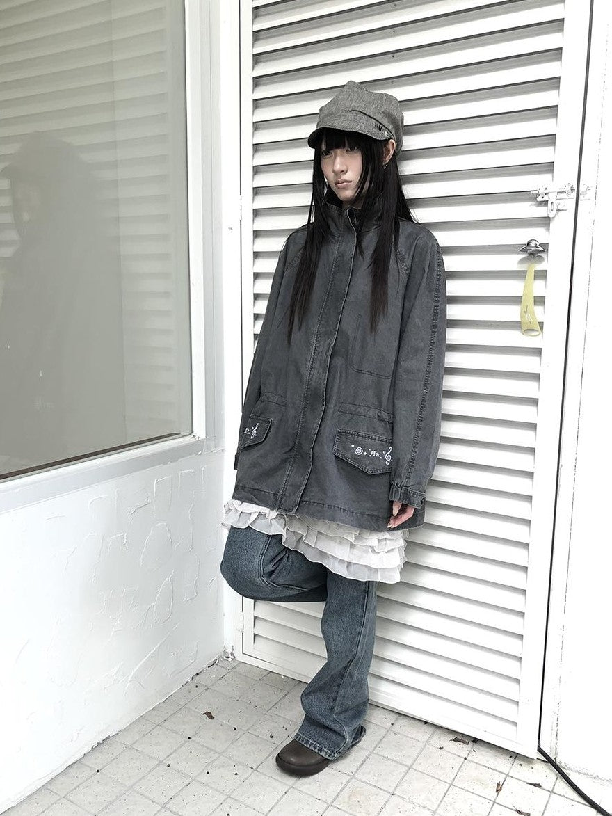 ang project Vintage Distressed Embroidered Drawstring Waist Women&