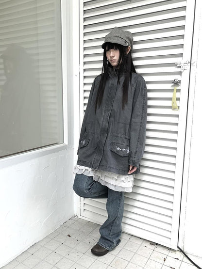 ang project Vintage Distressed Embroidered Drawstring Waist Women&