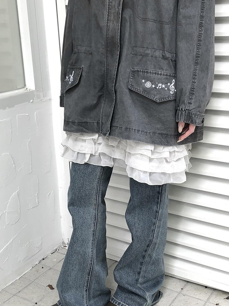 ang project Vintage Distressed Embroidered Drawstring Waist Women&