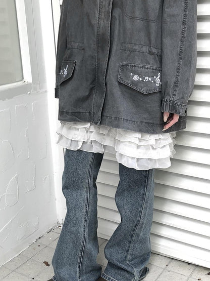ang project Vintage Distressed Embroidered Drawstring Waist Women&