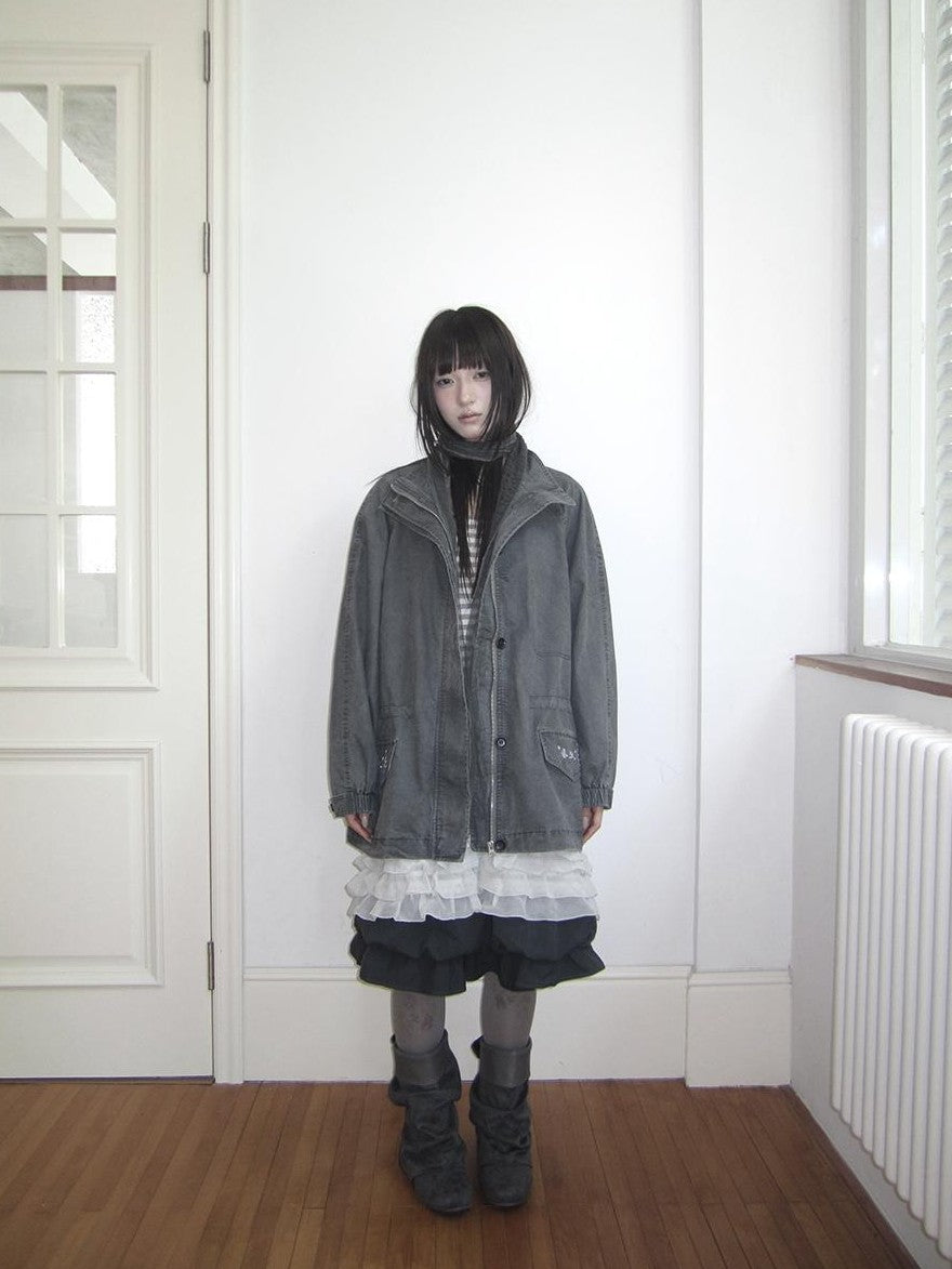 ang project Vintage Distressed Embroidered Drawstring Waist Women&