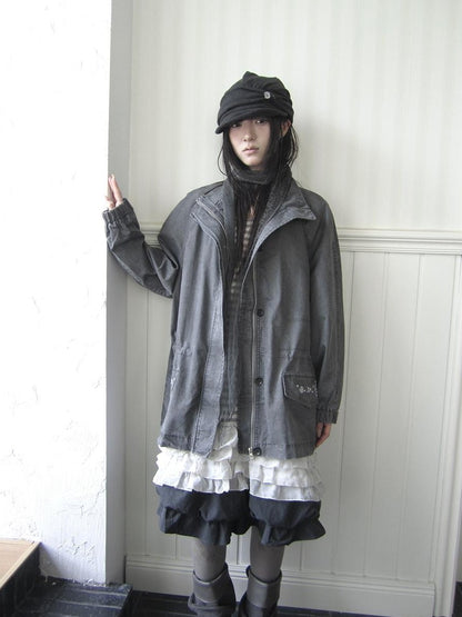 ang project Vintage Distressed Embroidered Drawstring Waist Women&