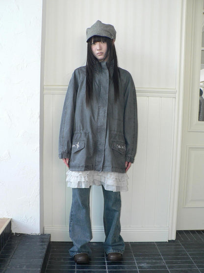 ang project Vintage Distressed Embroidered Drawstring Waist Women&