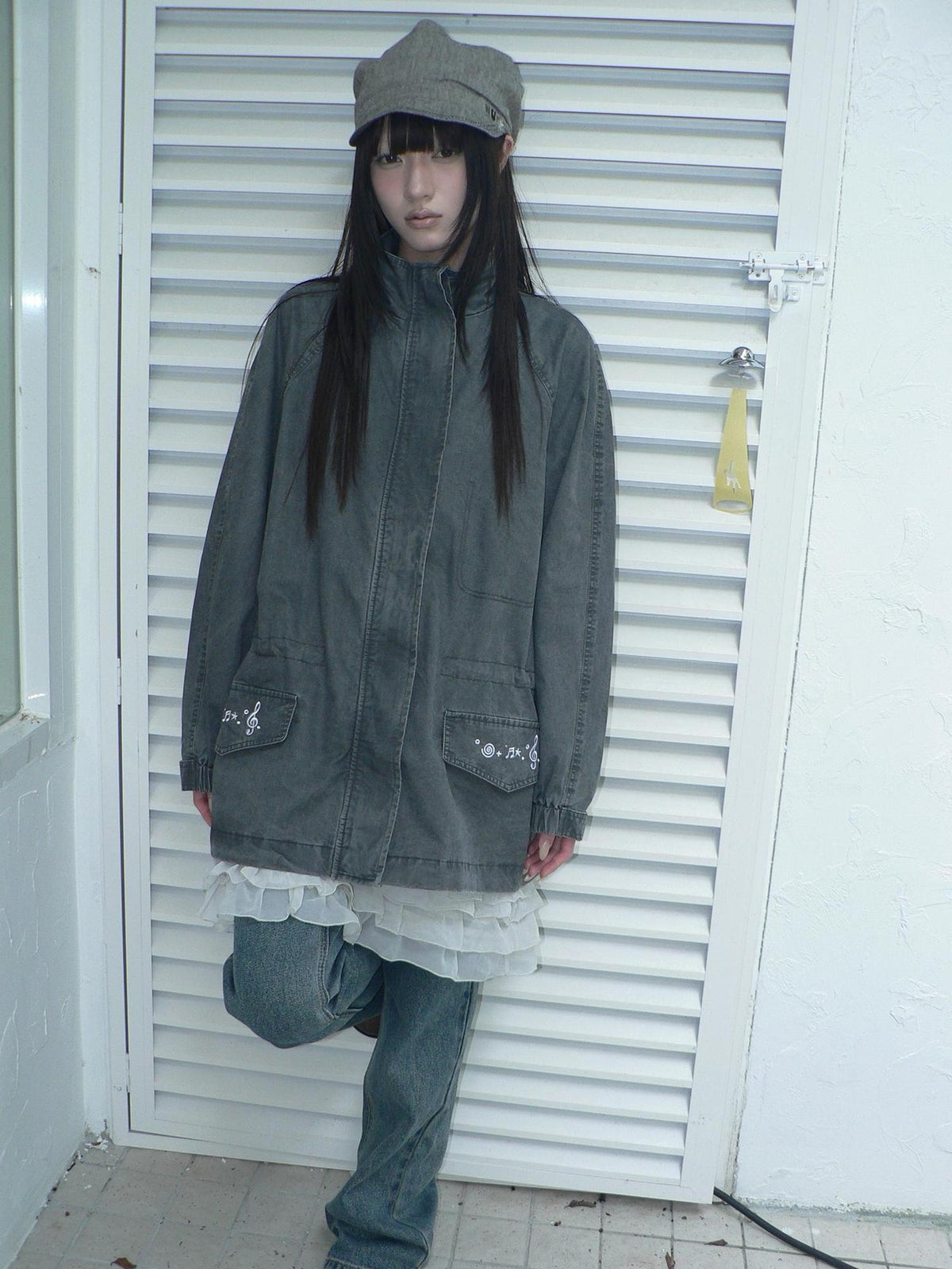 ang project Vintage Distressed Embroidered Drawstring Waist Women&