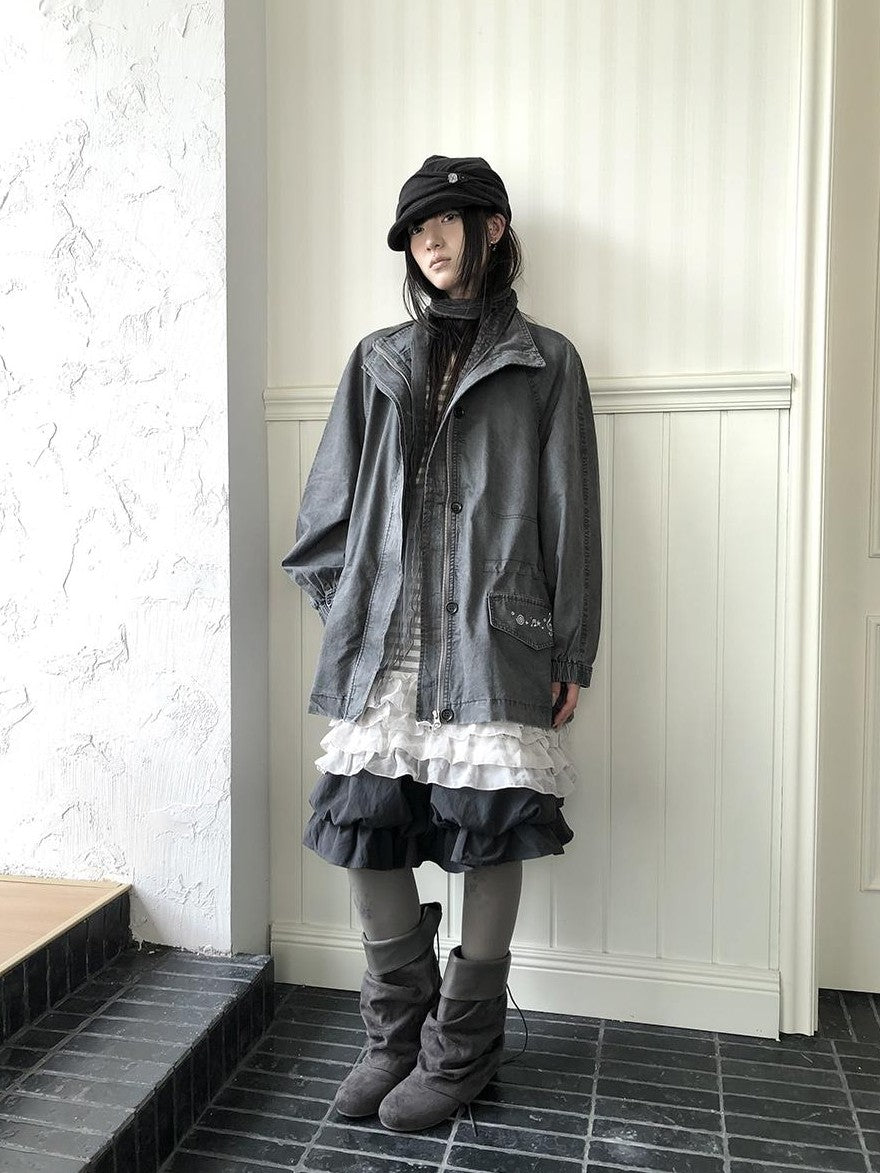 ang project Vintage Distressed Embroidered Drawstring Waist Women&