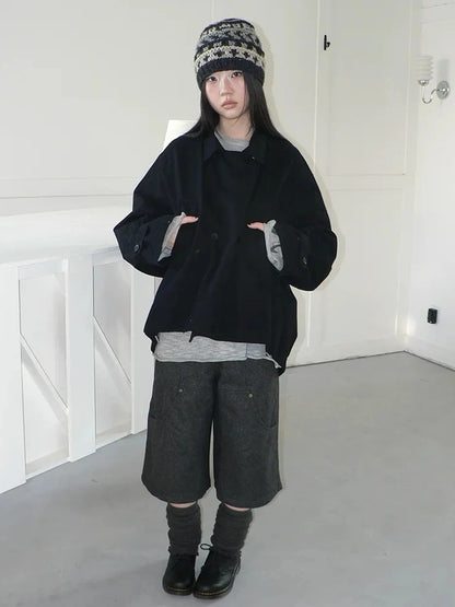 ang project Vintage Double Breasted Cropped Work Jacket Jacket