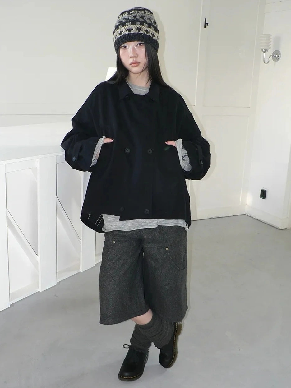 ang project Vintage Double Breasted Cropped Work Jacket Jacket