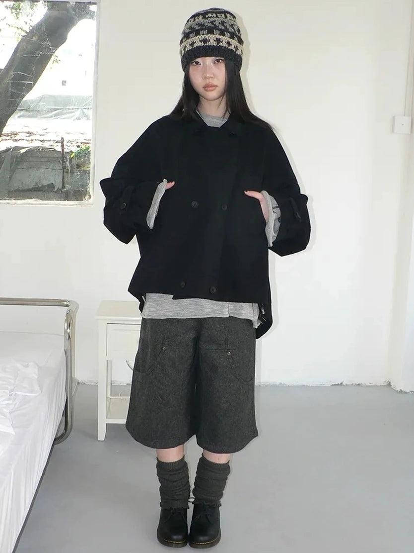 ang project Vintage Double Breasted Cropped Work Jacket Jacket