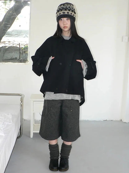 ang project Vintage Double Breasted Cropped Work Jacket Jacket