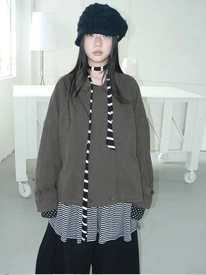 ang project Vintage Double Breasted Cropped Work Jacket Jacket