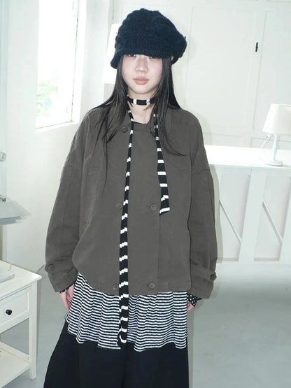 ang project Vintage Double Breasted Cropped Work Jacket Jacket