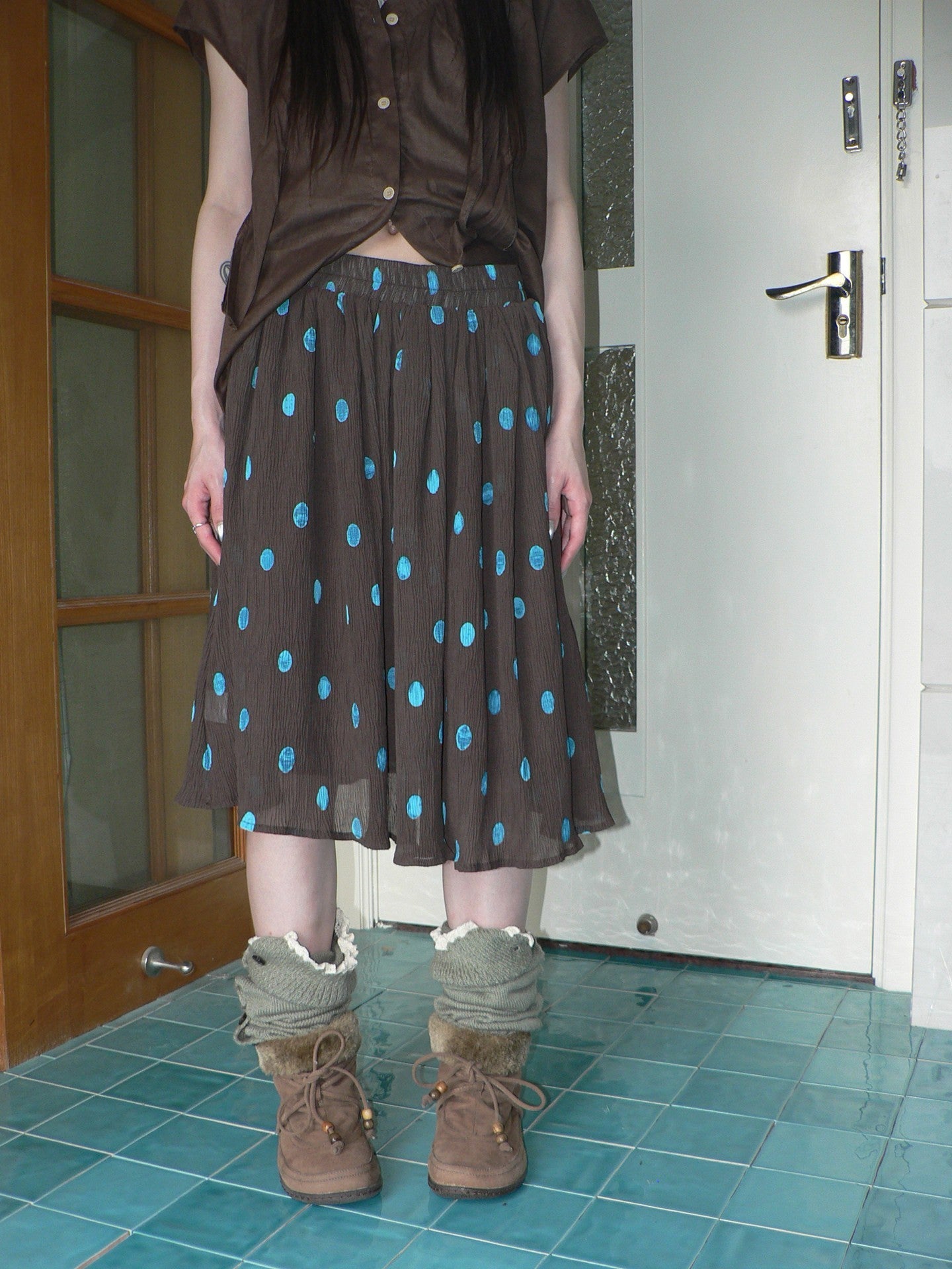 ang_project_Vintage_Drape_Contrast_Polka_Dot_Print_Elastic_Waist_Women&
