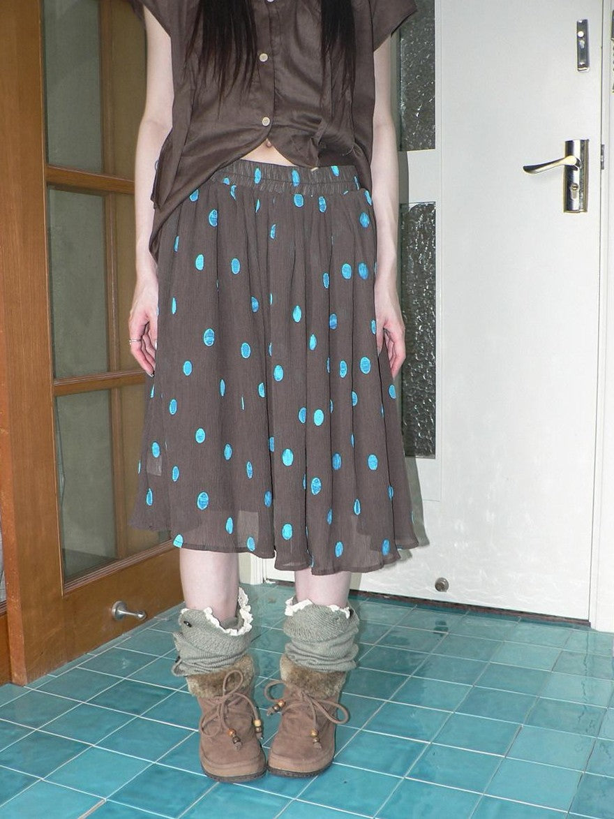 ang project Vintage Drape Contrast Polka Dot Print Elastic Waist Women&