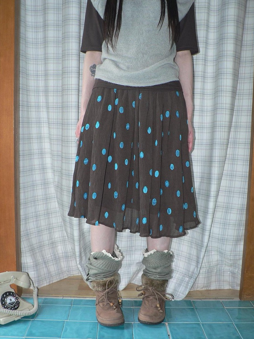ang project Vintage Drape Contrast Polka Dot Print Elastic Waist Women&