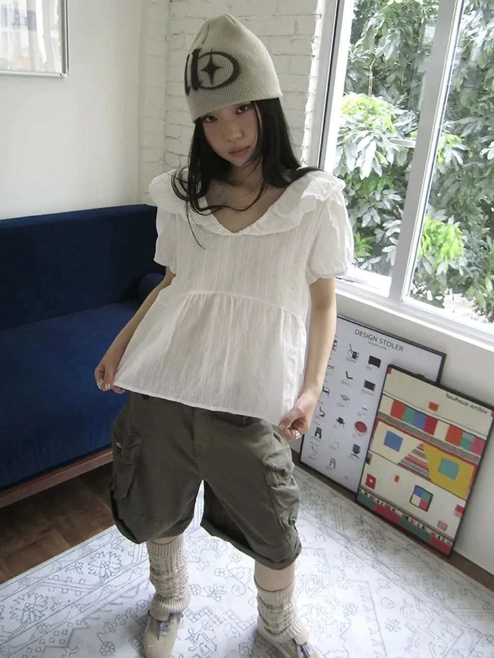 ang project Vintage Embroidered Sheer Sailor Collar Blouse Shirts