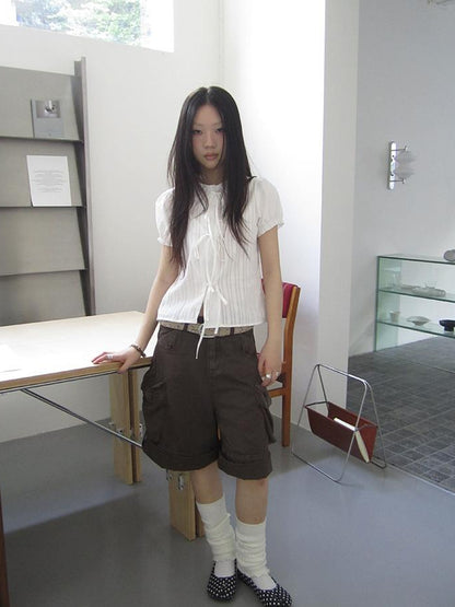ang project Vintage Embroidery Doll Collar Short Sleeve Shirt