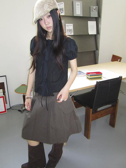 ang project Vintage Embroidery Doll Collar Short Sleeve Shirt