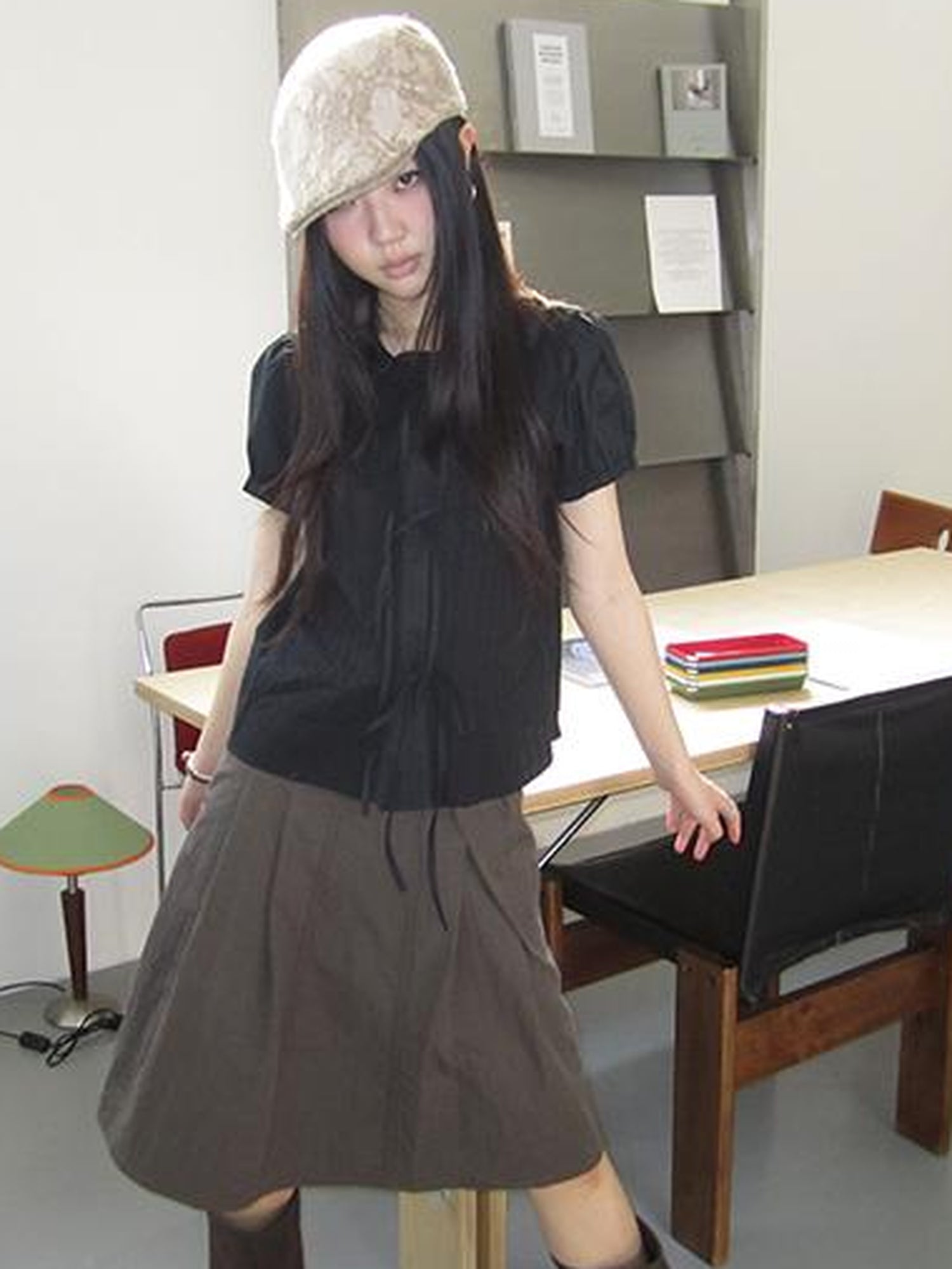ang project Vintage Embroidery Doll Collar Short Sleeve Shirt