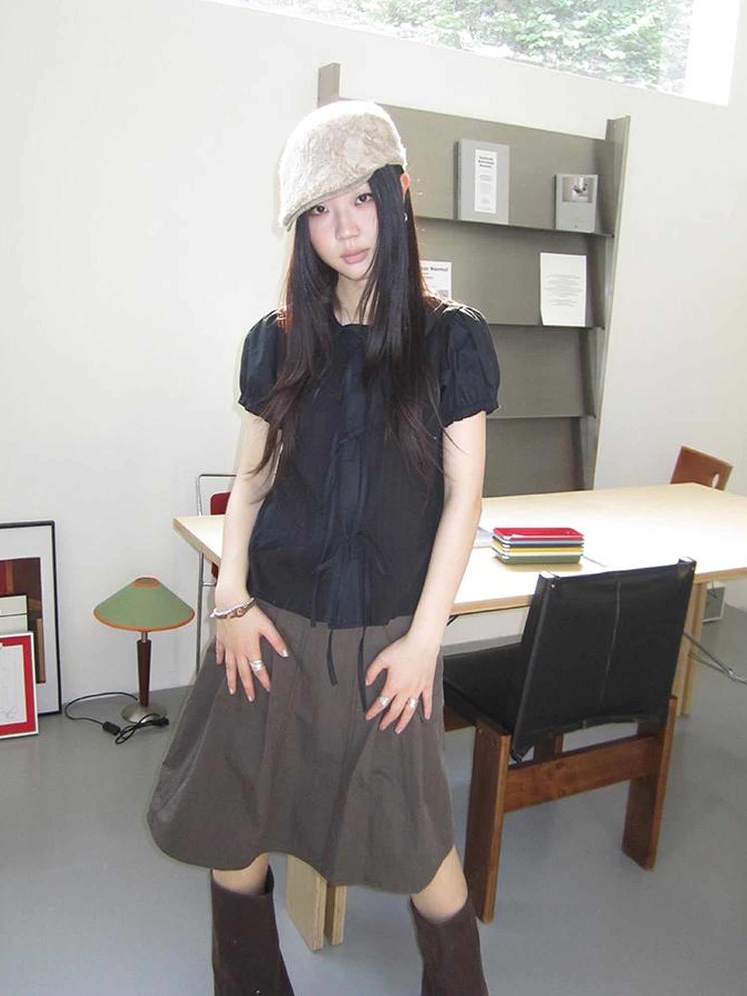ang project Vintage Embroidery Doll Collar Short Sleeve Shirt