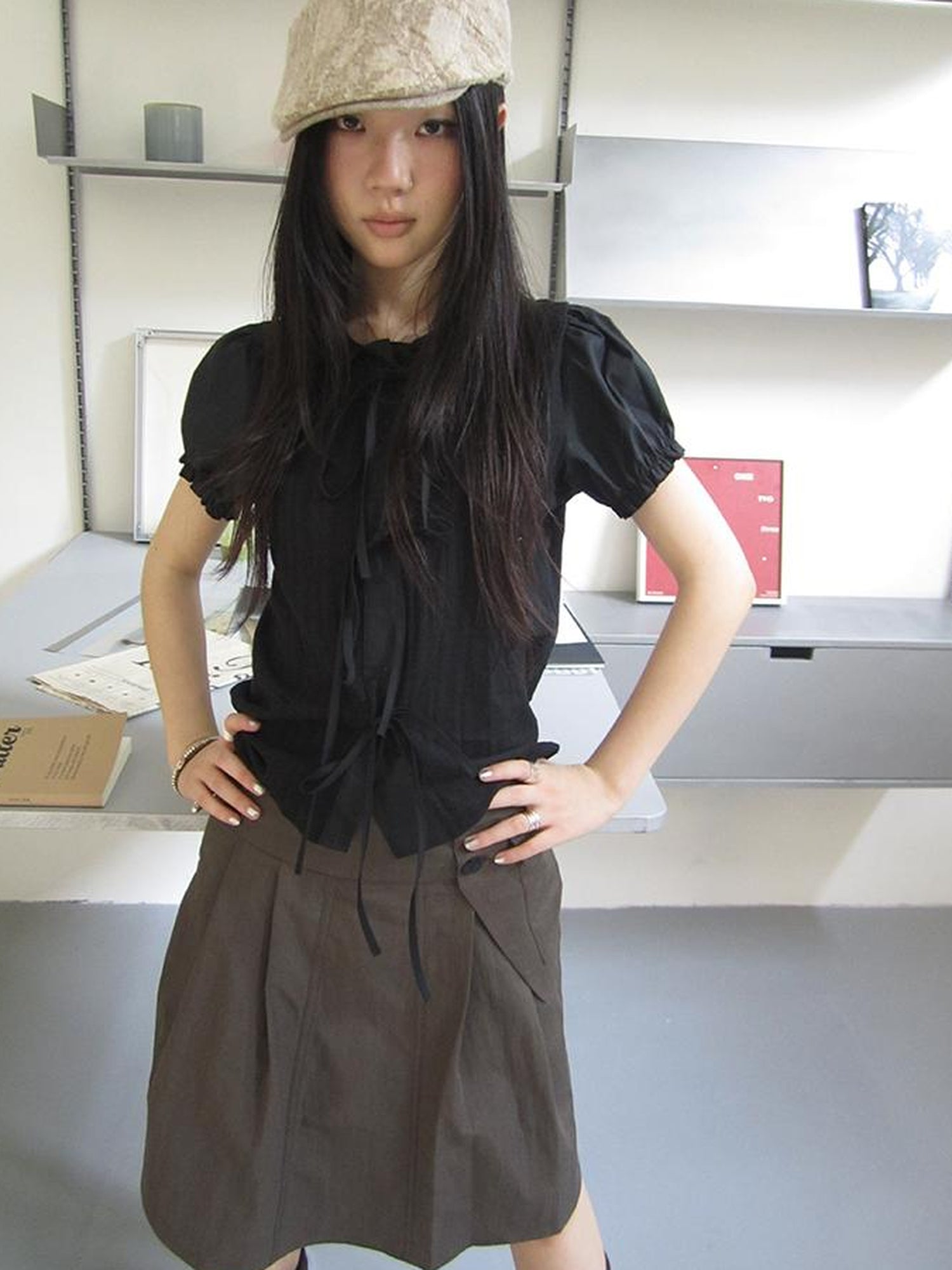 ang project Vintage Embroidery Doll Collar Short Sleeve Shirt