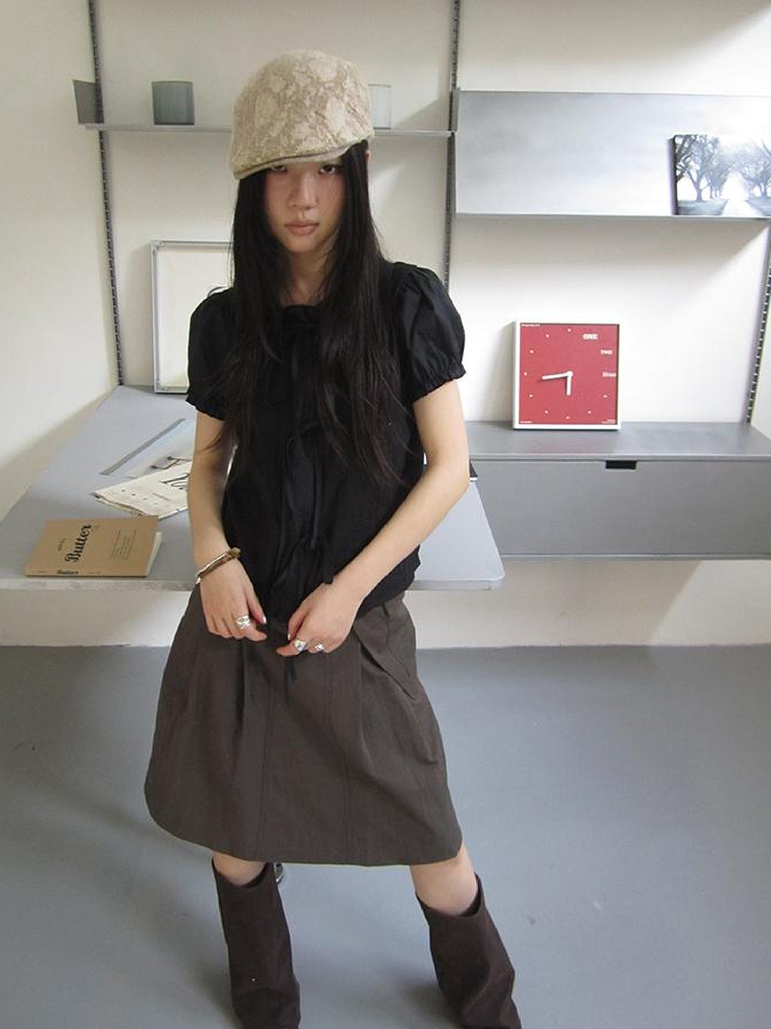 ang project Vintage Embroidery Doll Collar Short Sleeve Shirt