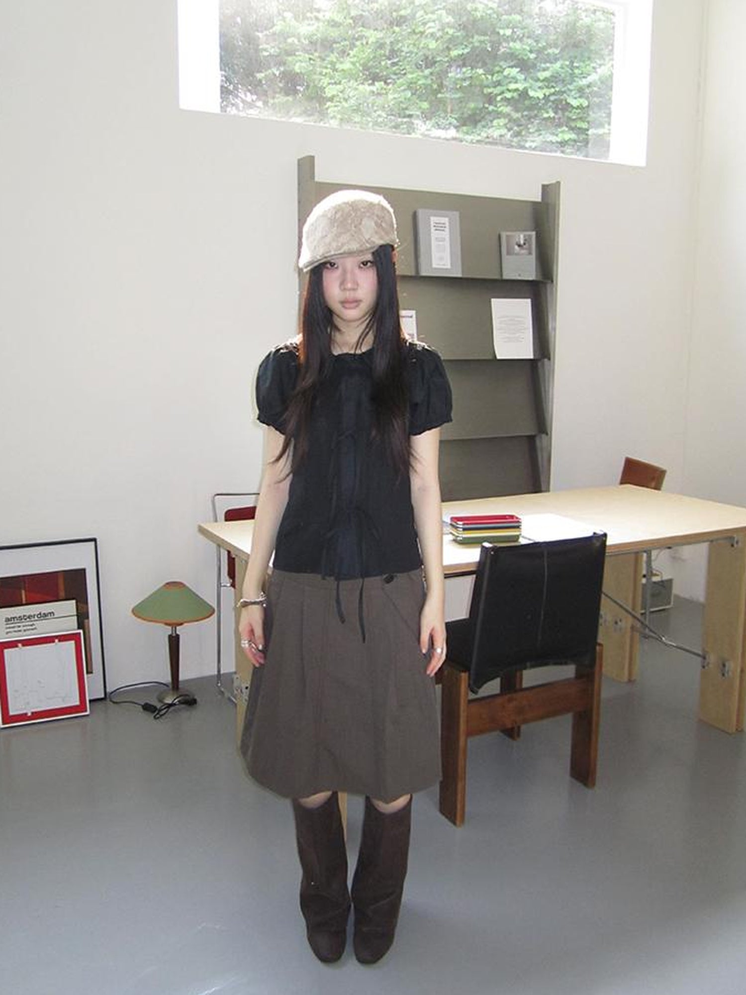 ang project Vintage Embroidery Doll Collar Short Sleeve Shirt