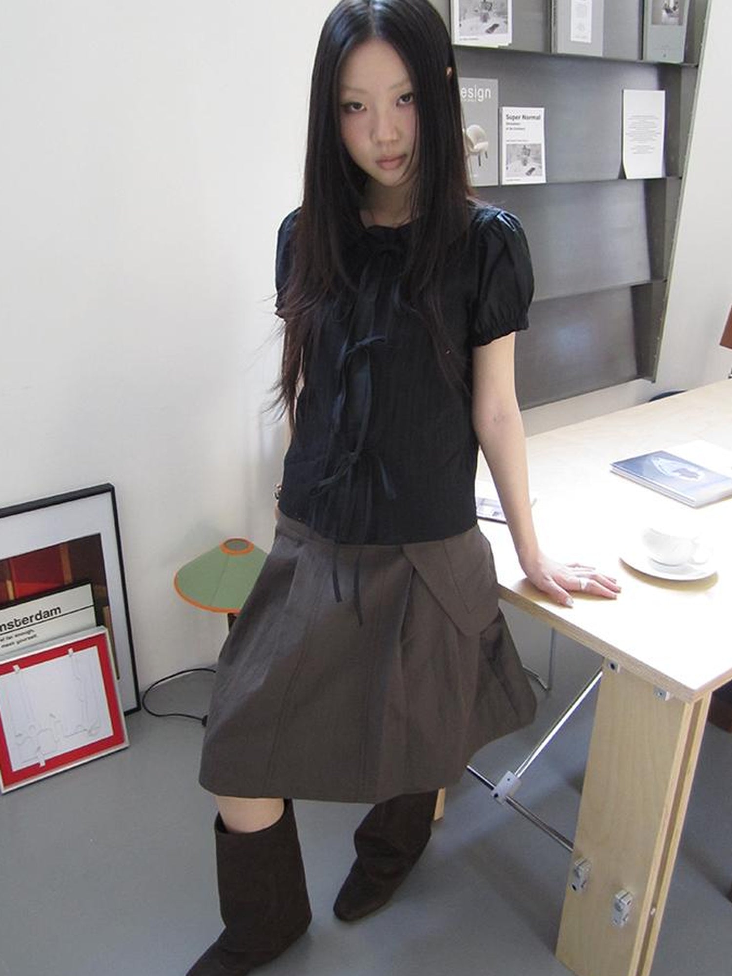 ang project Vintage Embroidery Doll Collar Short Sleeve Shirt