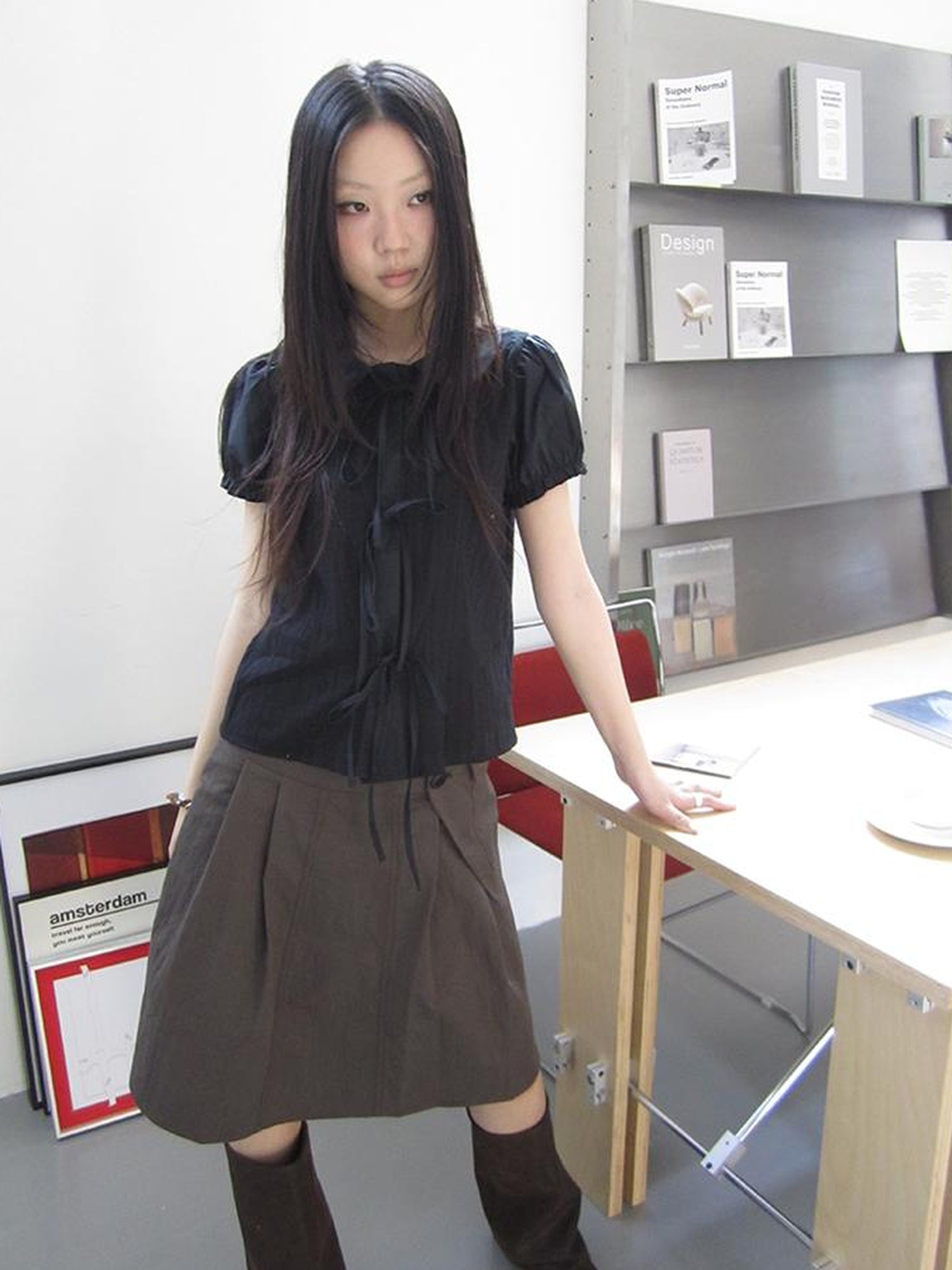 ang project Vintage Embroidery Doll Collar Short Sleeve Shirt