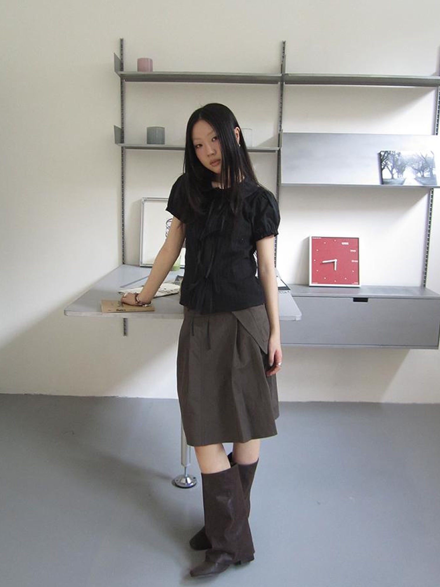ang project Vintage Embroidery Doll Collar Short Sleeve Shirt