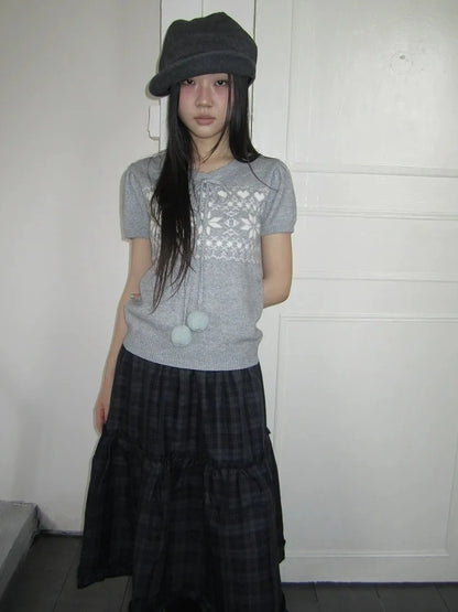 ang project Vintage Ethnic Jacquard Tie Front Knit Top Cardigan