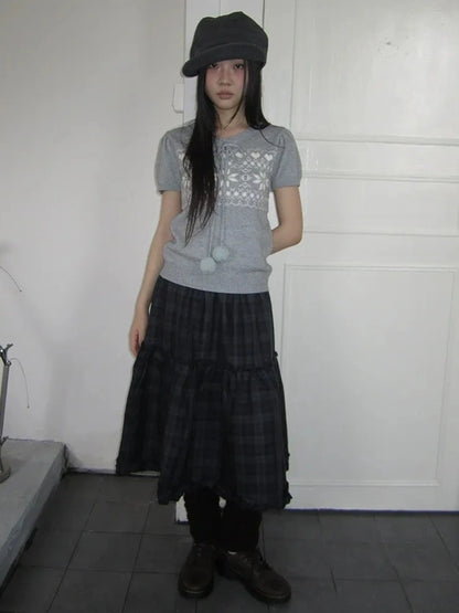 ang project Vintage Ethnic Jacquard Tie Front Knit Top Cardigan