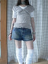 ang project Vintage Faded Distressed Stonewash Slimming Low Rise Women&