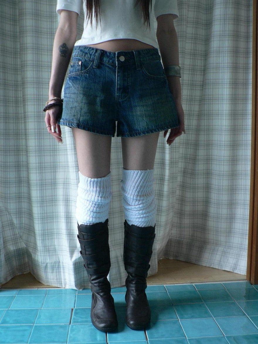 ang project Vintage Faded Distressed Stonewash Slimming Low Rise Women&