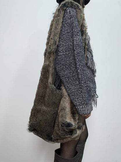 ang project Vintage Faux Fur Shoulder Bag Large Capacity Fluffy Crossbody