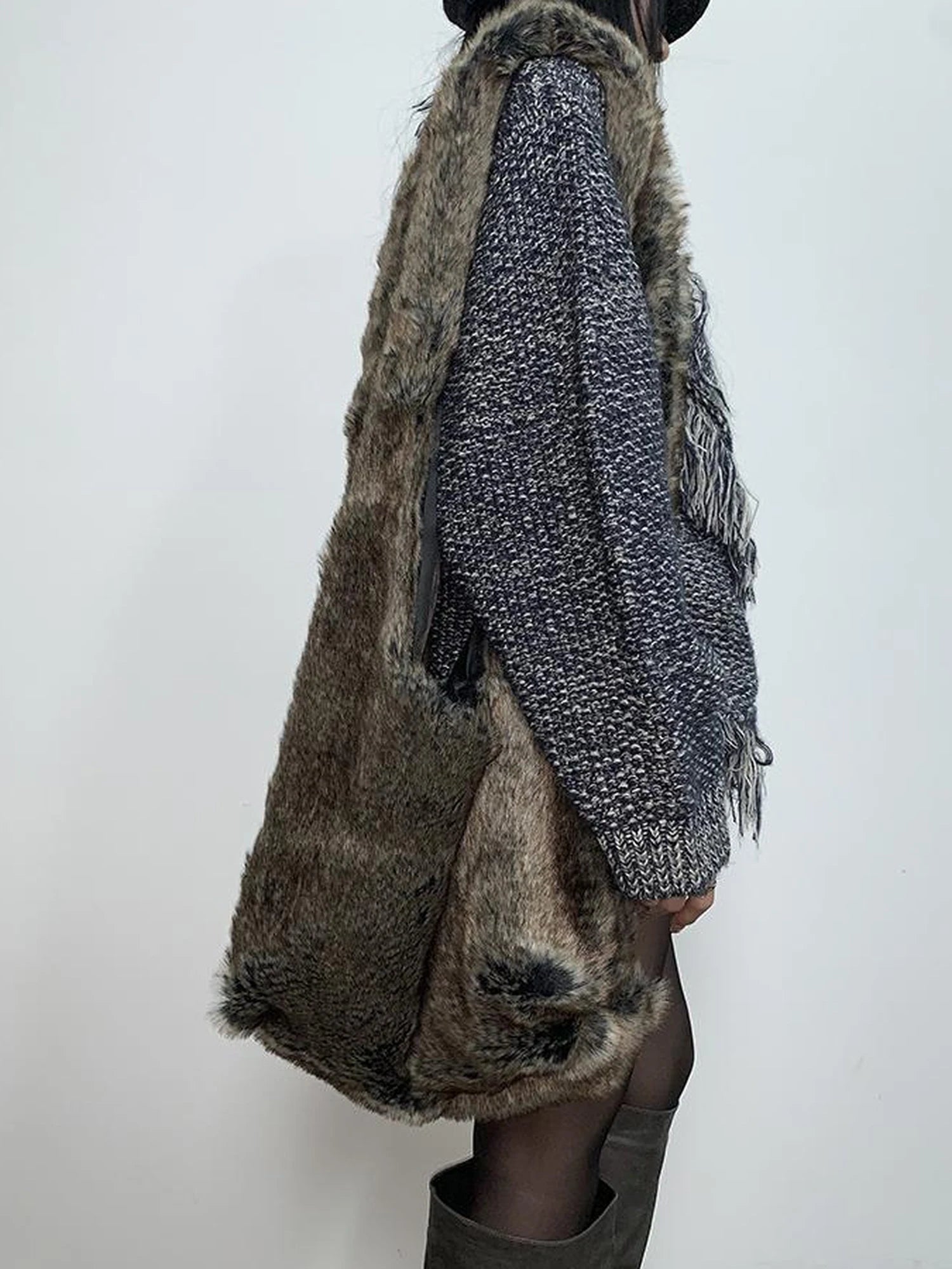 Vintage Faux Fur Shoulder Bag Large Capacity Fluffy Crossbody