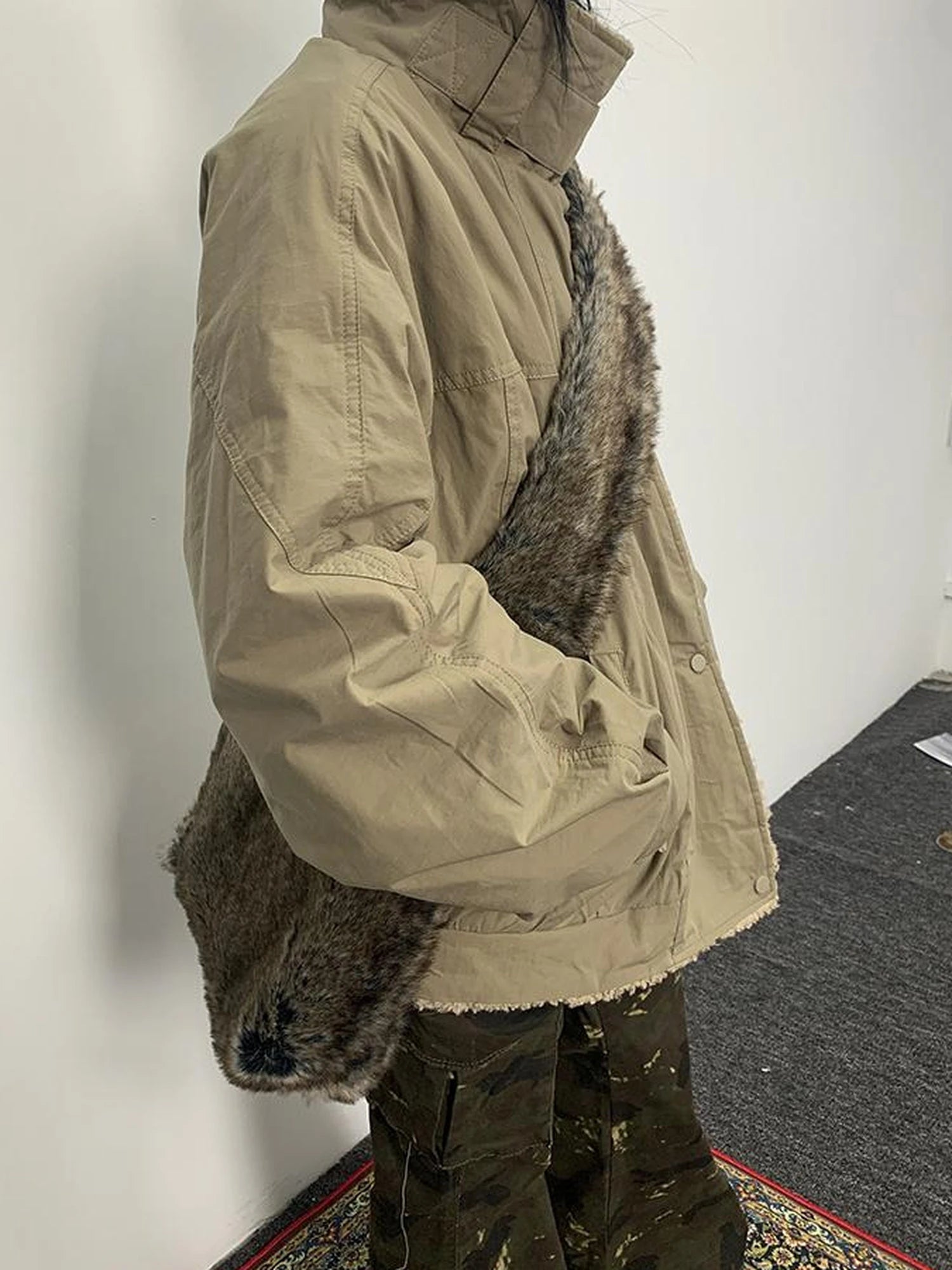 Vintage Faux Fur Shoulder Bag Large Capacity Fluffy Crossbody