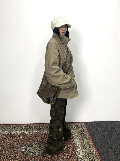 Vintage Faux Fur Shoulder Bag Large Capacity Fluffy Crossbody